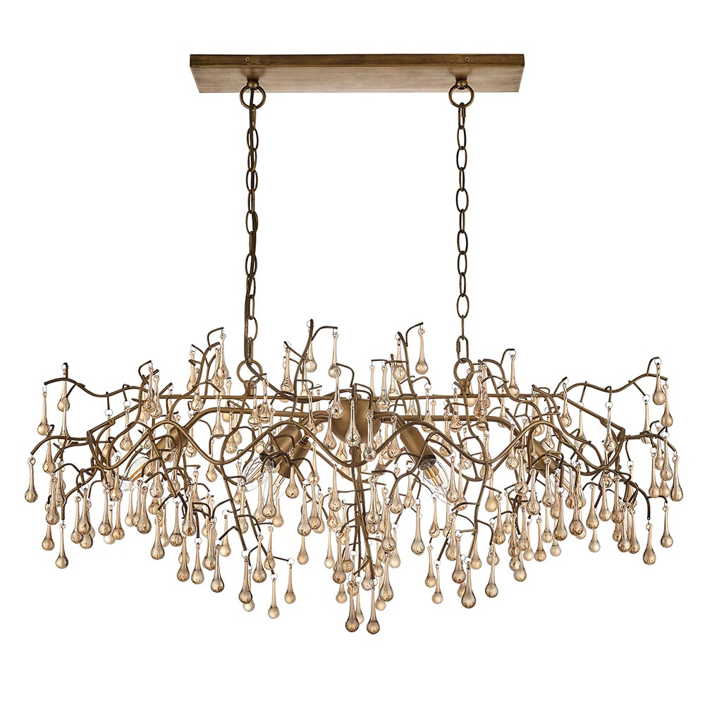 Aberdeen Glass Linear Pendant Ceiling Light In Gold