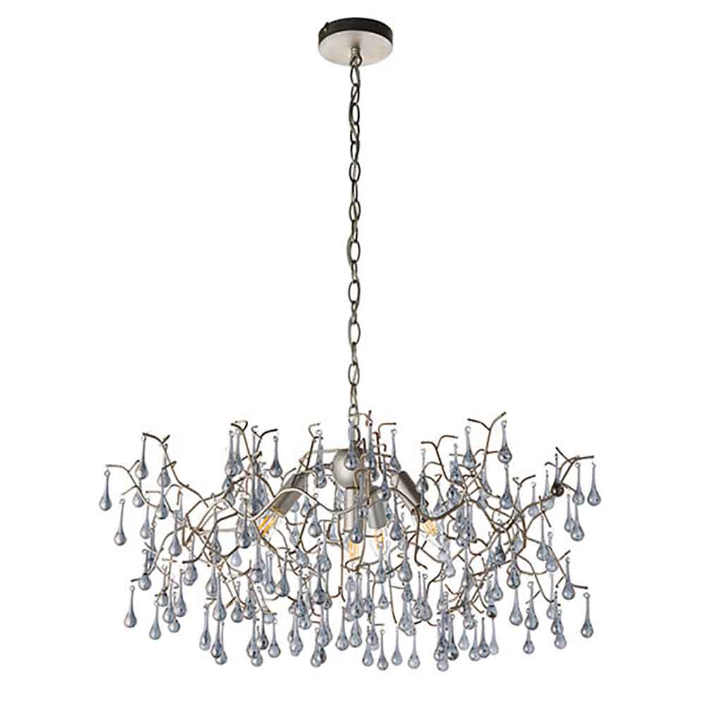 Aberdeen Glass Pendent Ceiling Light In Aged Silver