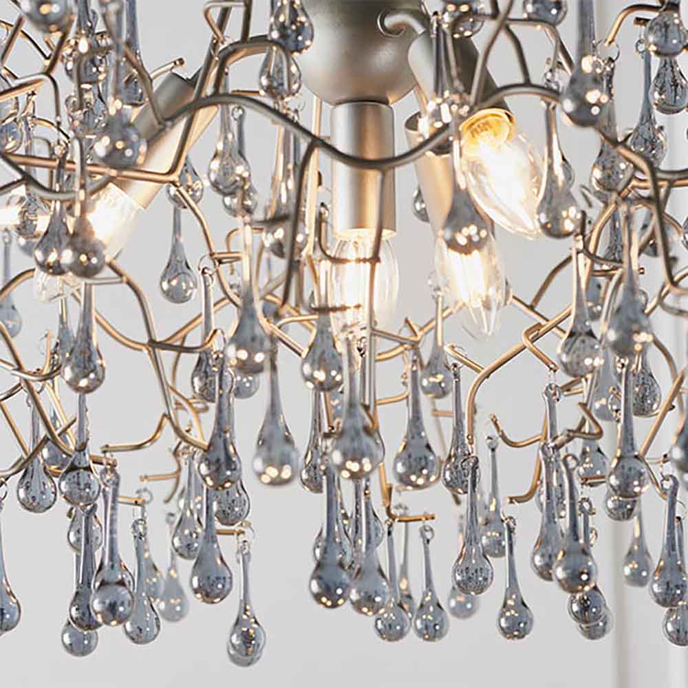 Aberdeen Glass Pendent Ceiling Light In Aged Silver