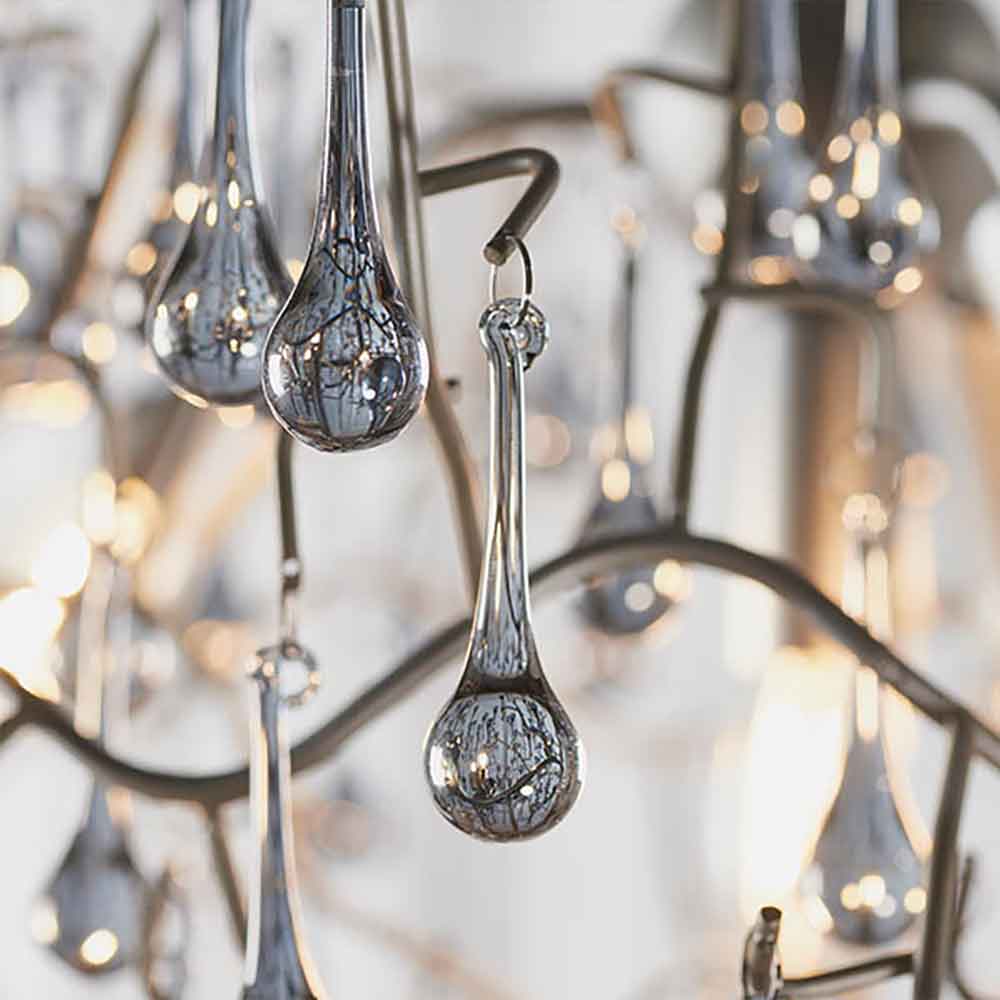Aberdeen Glass Pendent Ceiling Light In Aged Silver