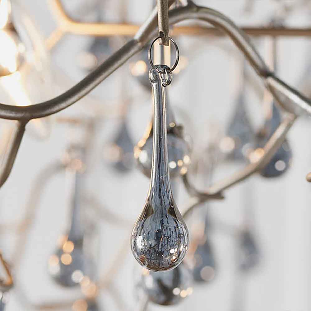 Aberdeen Glass Pendent Ceiling Light In Aged Silver