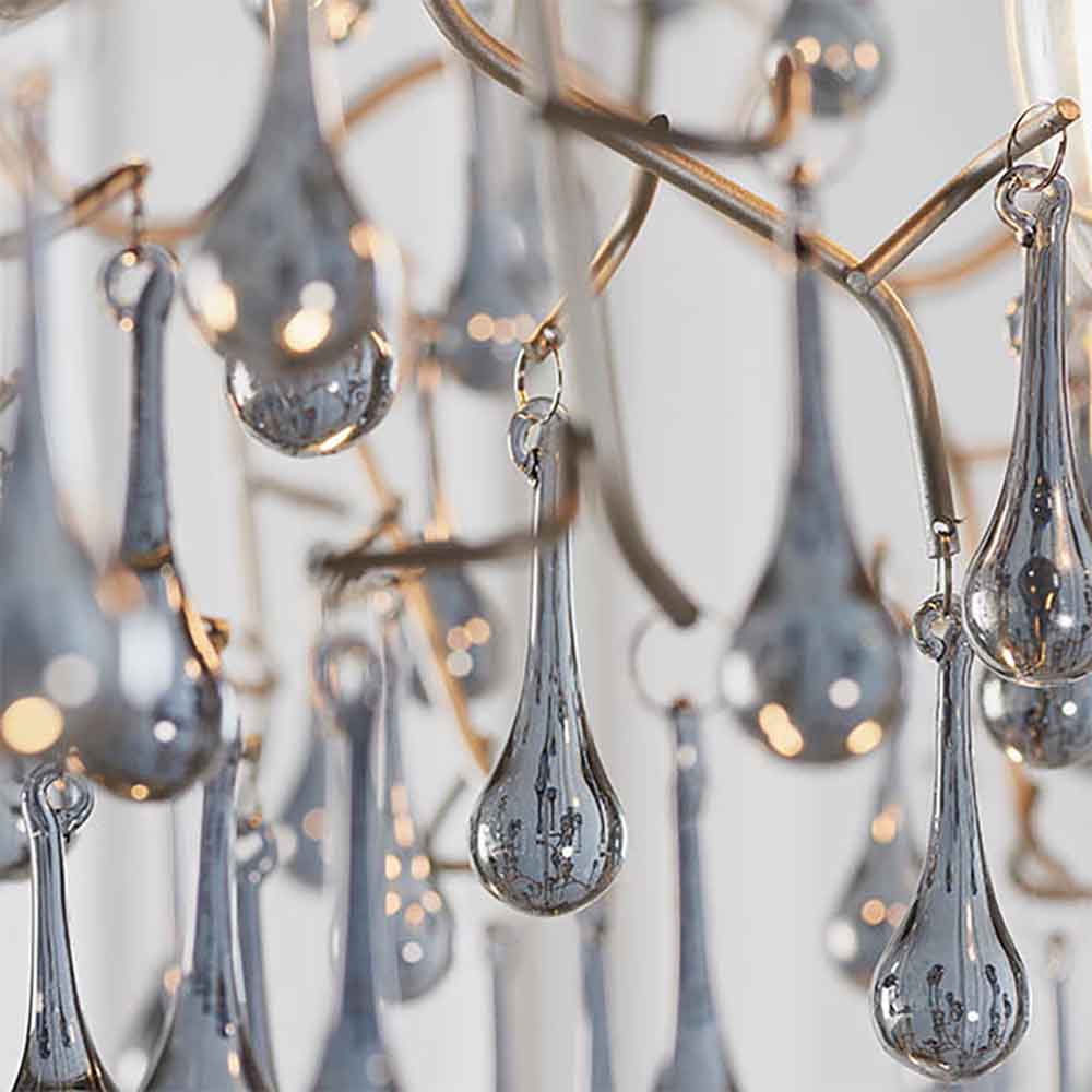 Aberdeen Glass Pendent Ceiling Light In Aged Silver