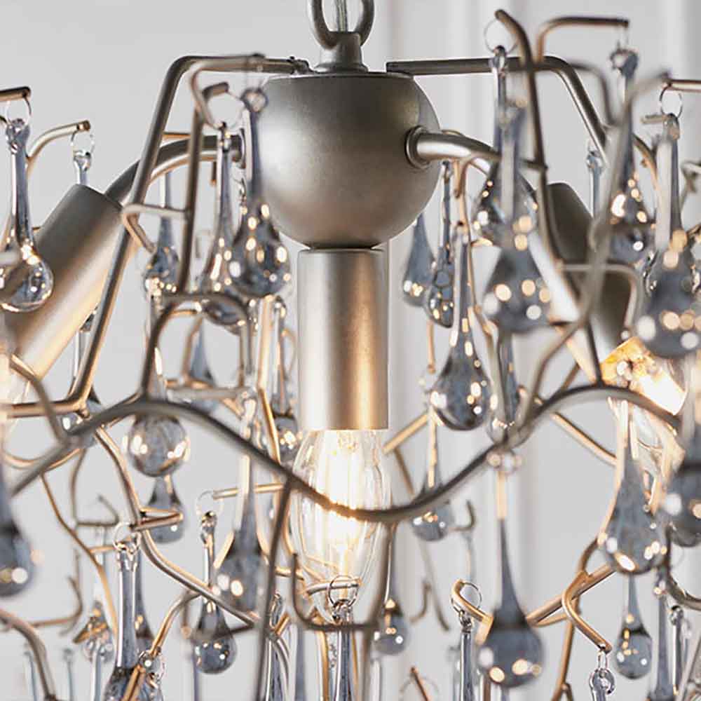 Aberdeen Glass Pendent Ceiling Light In Aged Silver