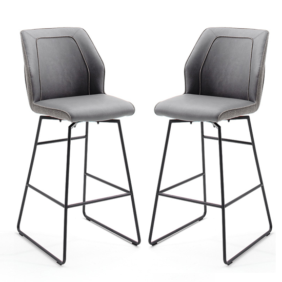 Product photograph of Aberdeen Grey Pu Leather Bar Stool In Pair from Furniture in Fashion