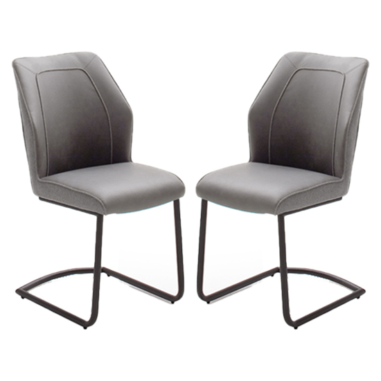 Aberdeen Grey PU Leather Dining Chair In Pair