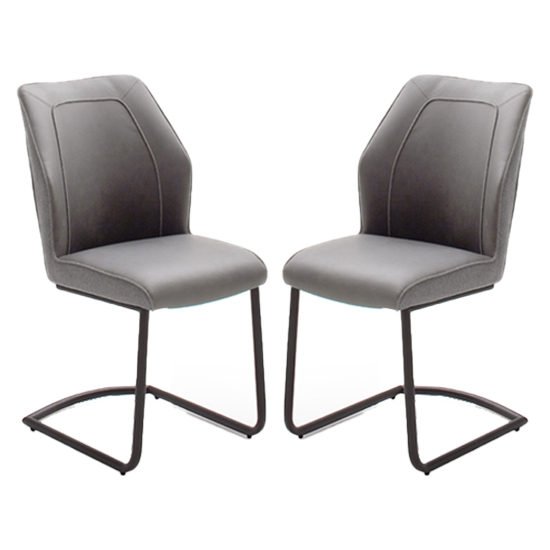 Read more about Aberdeen grey pu leather dining chair in pair