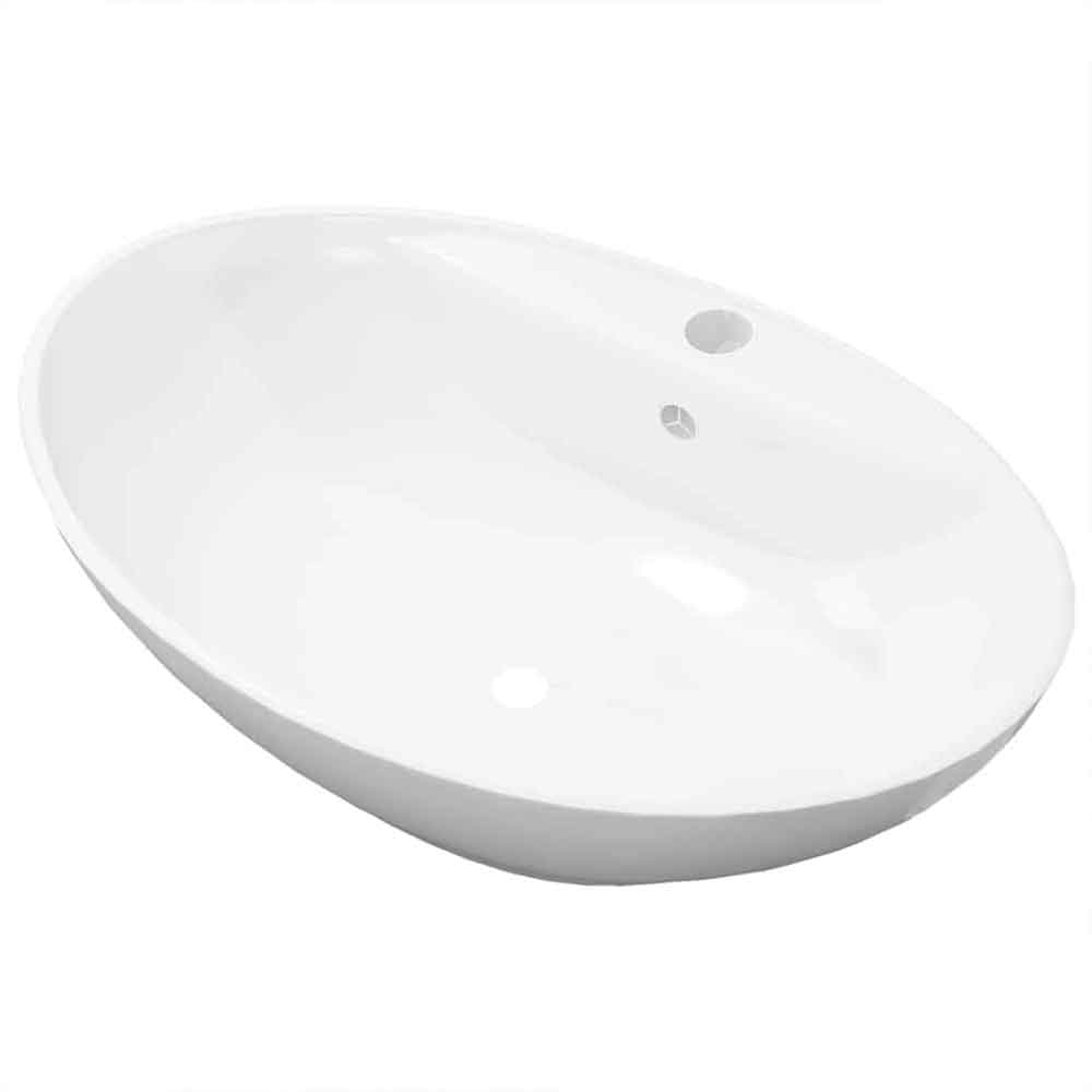 Aberdeen Oval Countertop Basin Without Waste 585mm Wide 1 TH - White