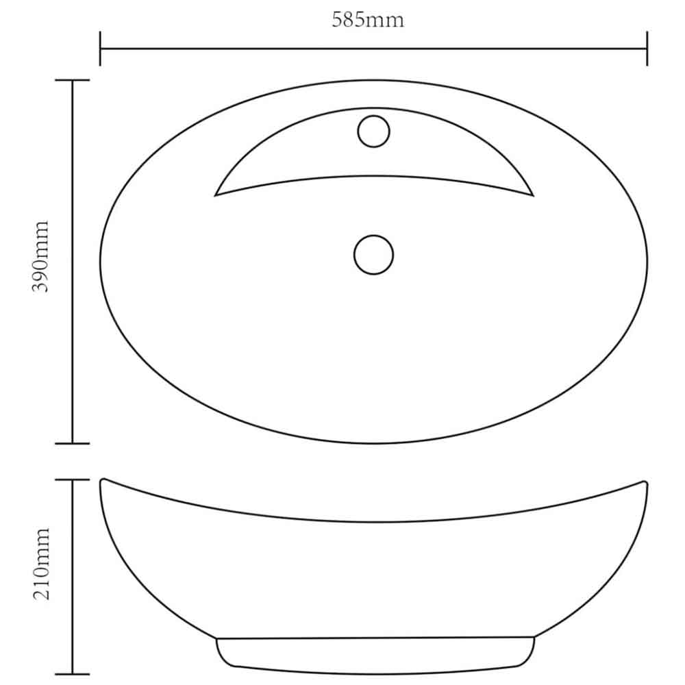 Aberdeen Oval Countertop Basin Without Waste 585mm Wide 1 TH - White