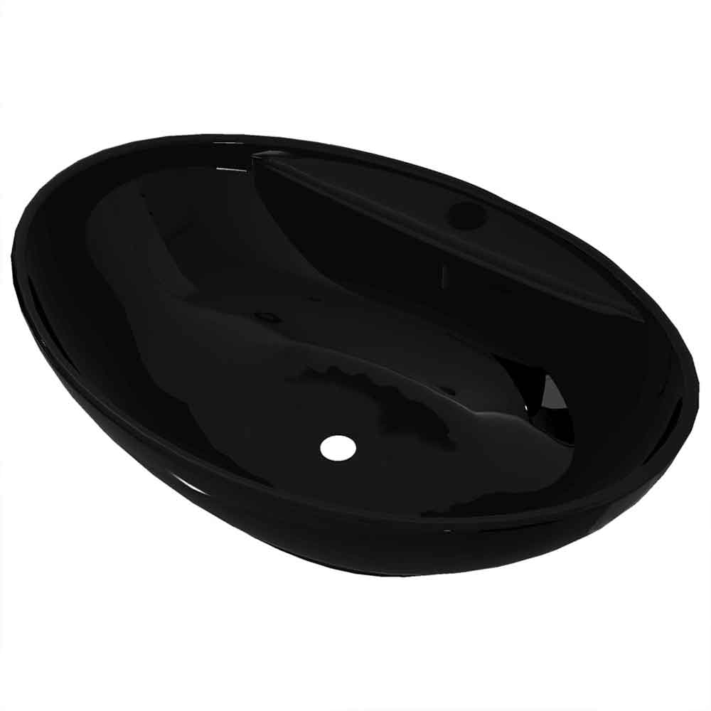 Aberdeen Oval Countertop Basin Without Waste 585mm Wide 1TH - Black