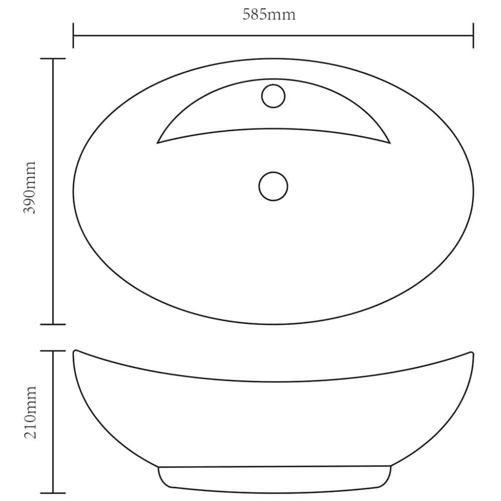 Aberdeen Oval Countertop Basin Without Waste 585mm Wide 1TH - Black