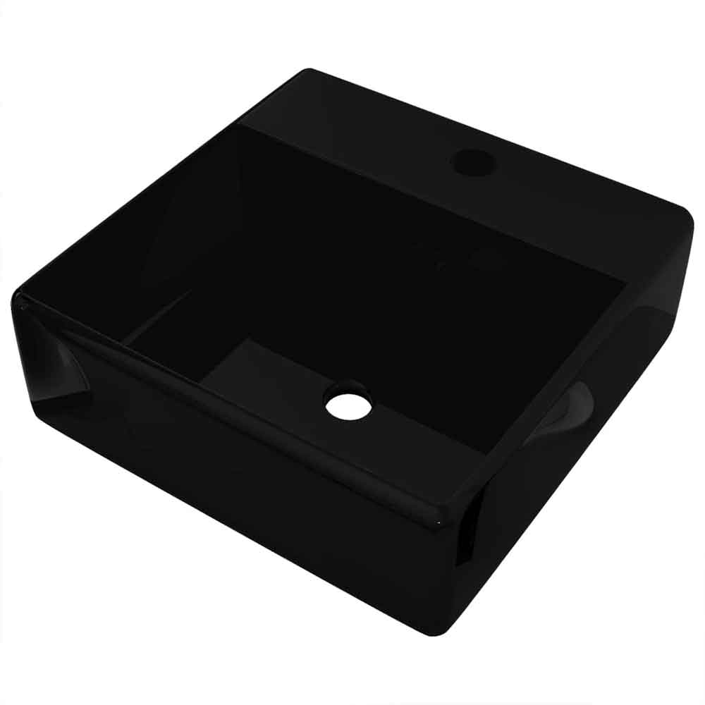 Aberdeen Square Countertop Basin Without Waste 410mm Wide 1TH - Black