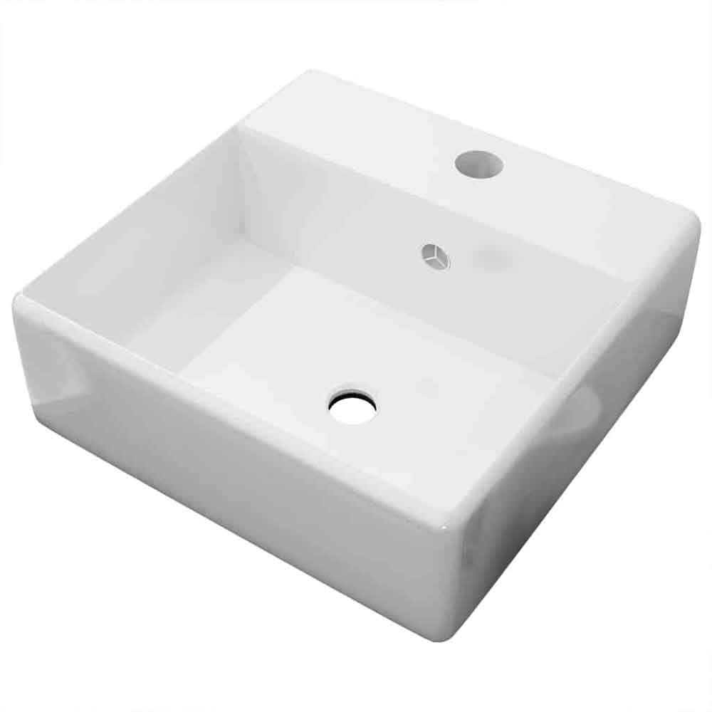 Aberdeen Square Countertop Basin Without Waste 410mm Wide 1TH - White
