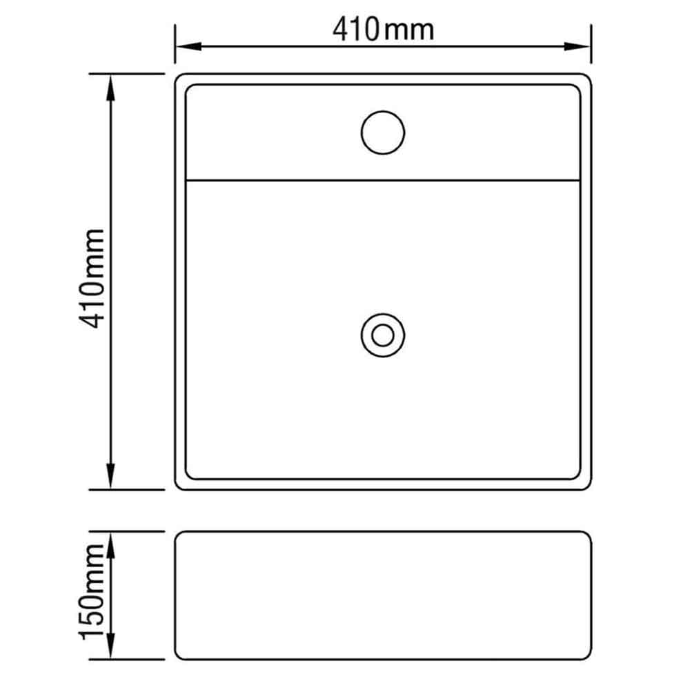 Aberdeen Square Countertop Basin Without Waste 410mm Wide 1TH - White