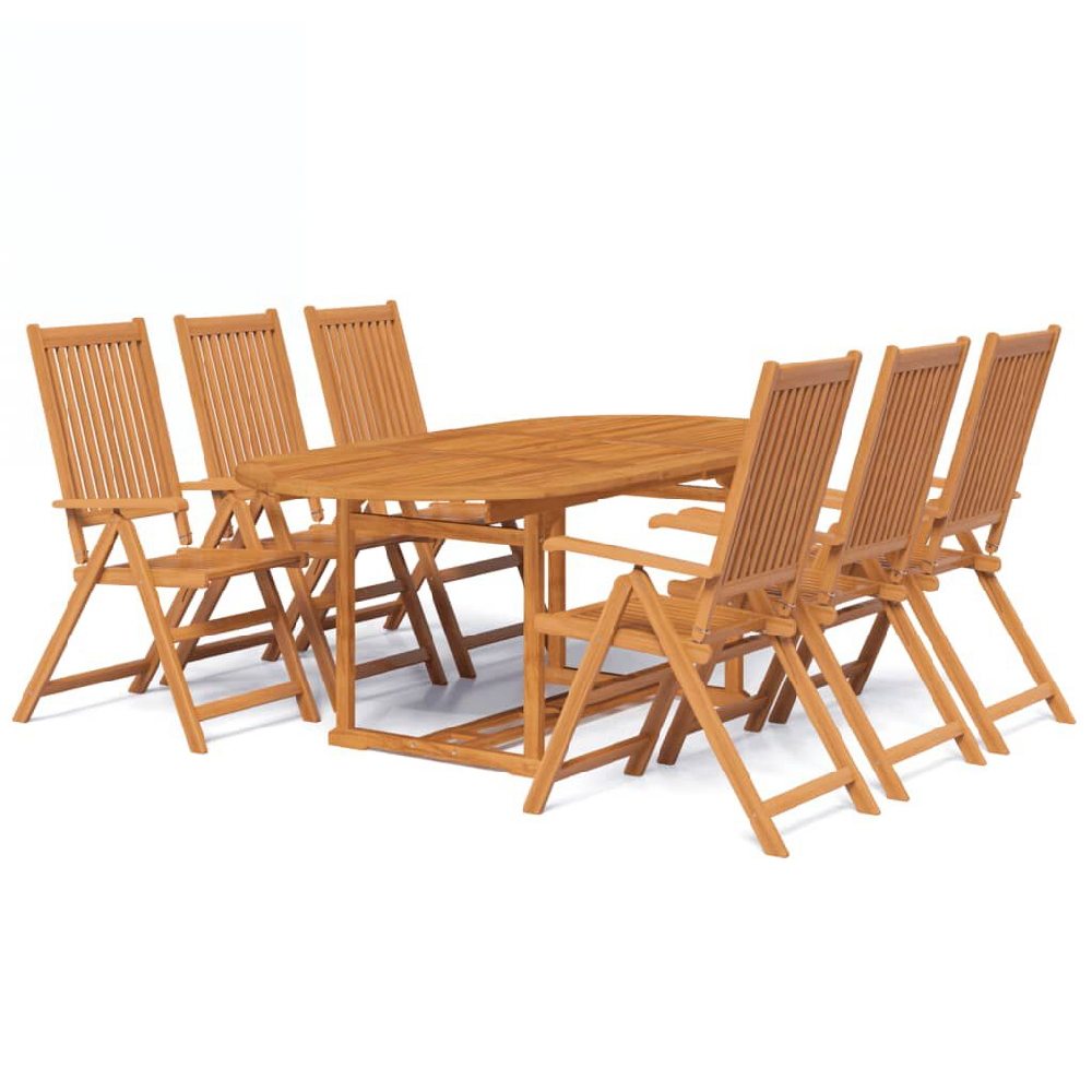 Aberdeen Wooden 7 Piece Outdoor Dining Set In Natural