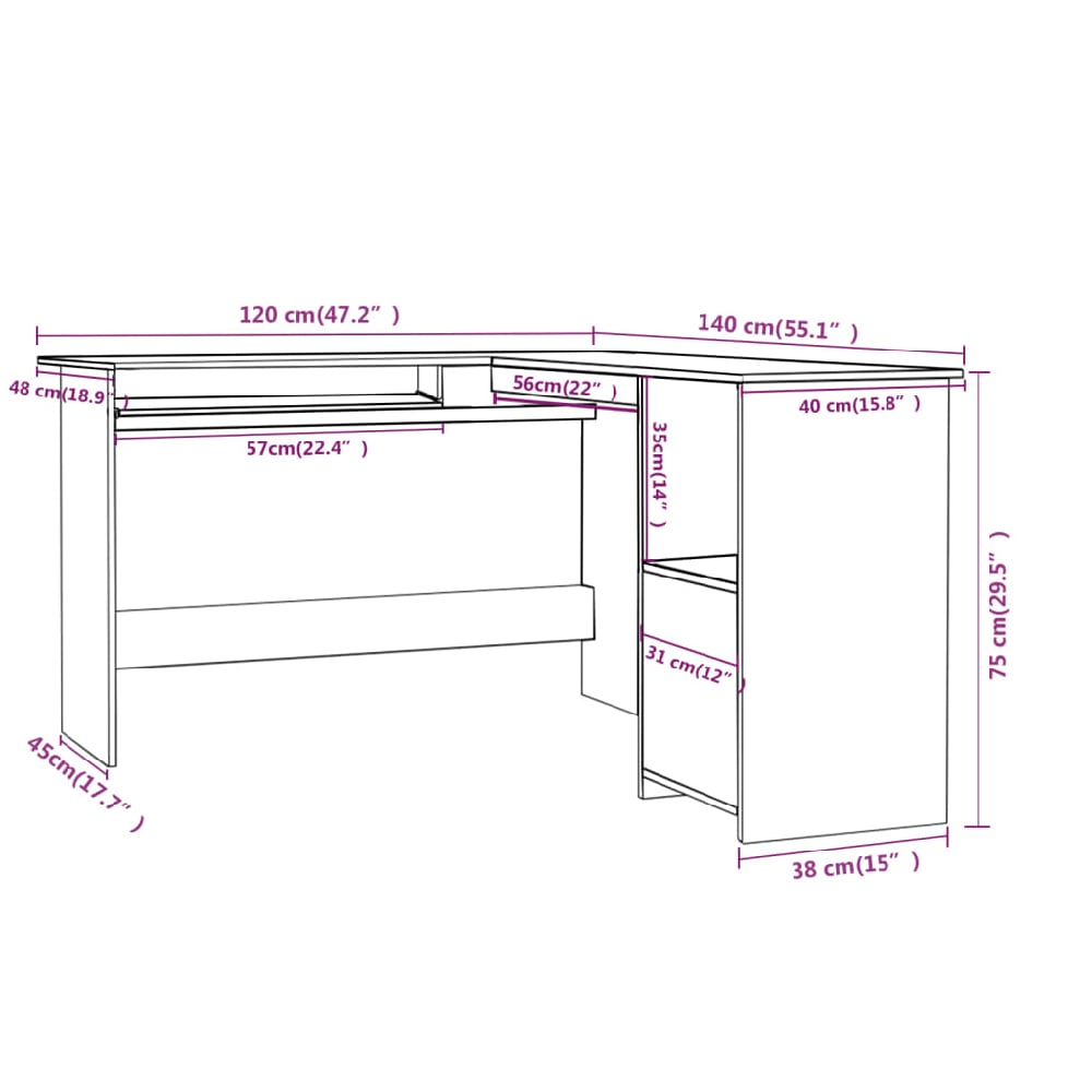 Aberdeen Wooden Laptop Desk Corner In Smoked Oak