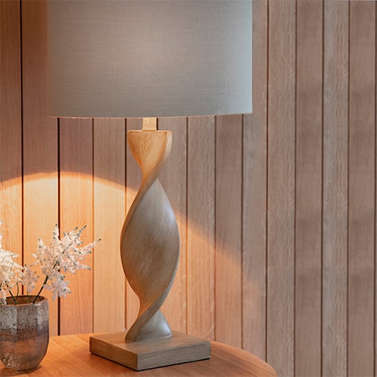 Abia Natural Linen Shade Table Lamp In Oak Effect_2