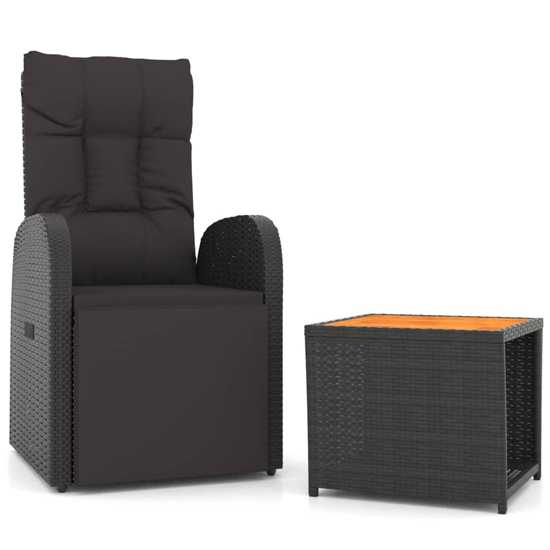 Abia Solid Wood 2 Piece Garden Lounge Set In Black Poly Rattan