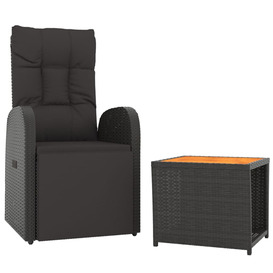 Abia Solid Wood 2 Piece Garden Lounge Set In Black Poly Rattan