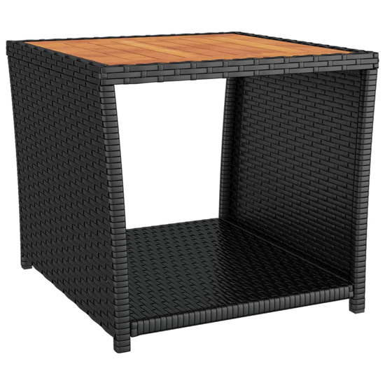 Abia Solid Wood 2 Piece Garden Lounge Set In Black Poly Rattan
