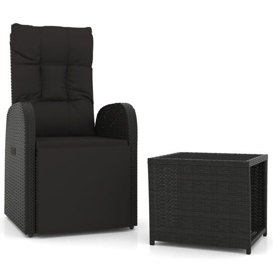 Abia Steel 2 Piece Garden Lounge Set In Black Poly Rattan