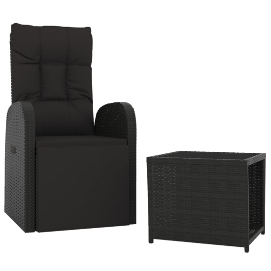 Abia Steel 2 Piece Garden Lounge Set In Black Poly Rattan