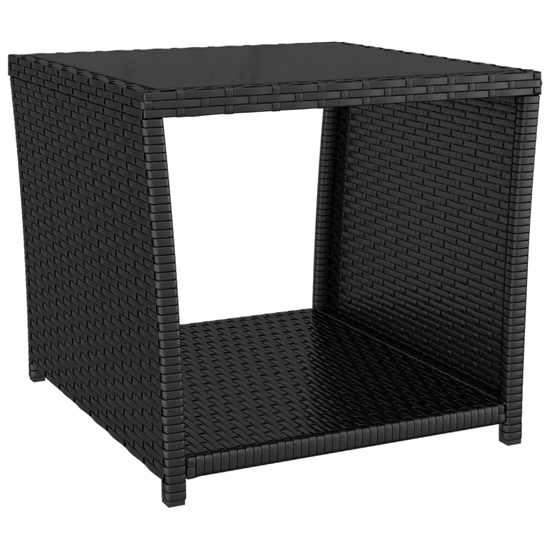 Abia Steel 2 Piece Garden Lounge Set In Black Poly Rattan