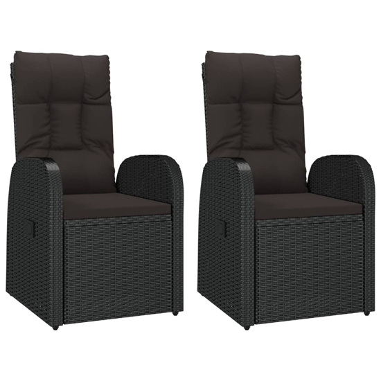 Abia Steel 3 Piece Garden Lounge Set In Black Poly Rattan