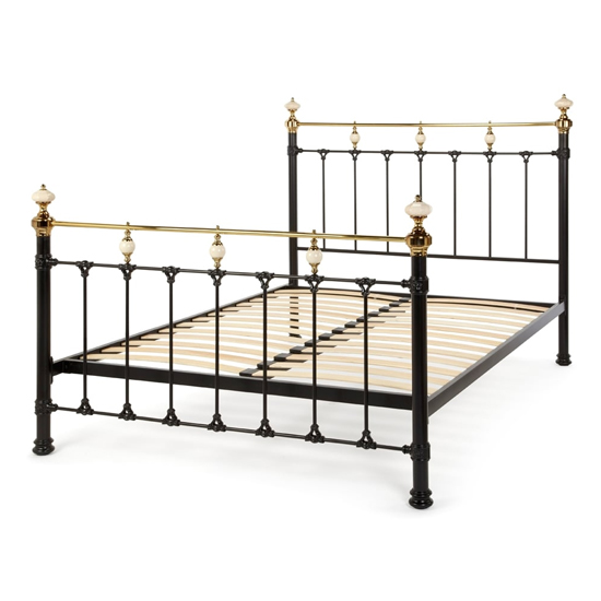 Abigail Precious Metal Double Bed In Black and Brass Furniture in Fashion