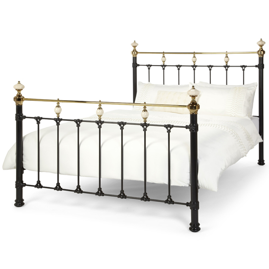 Abigail Precious Metal Double Bed In Black and Brass Furniture in Fashion