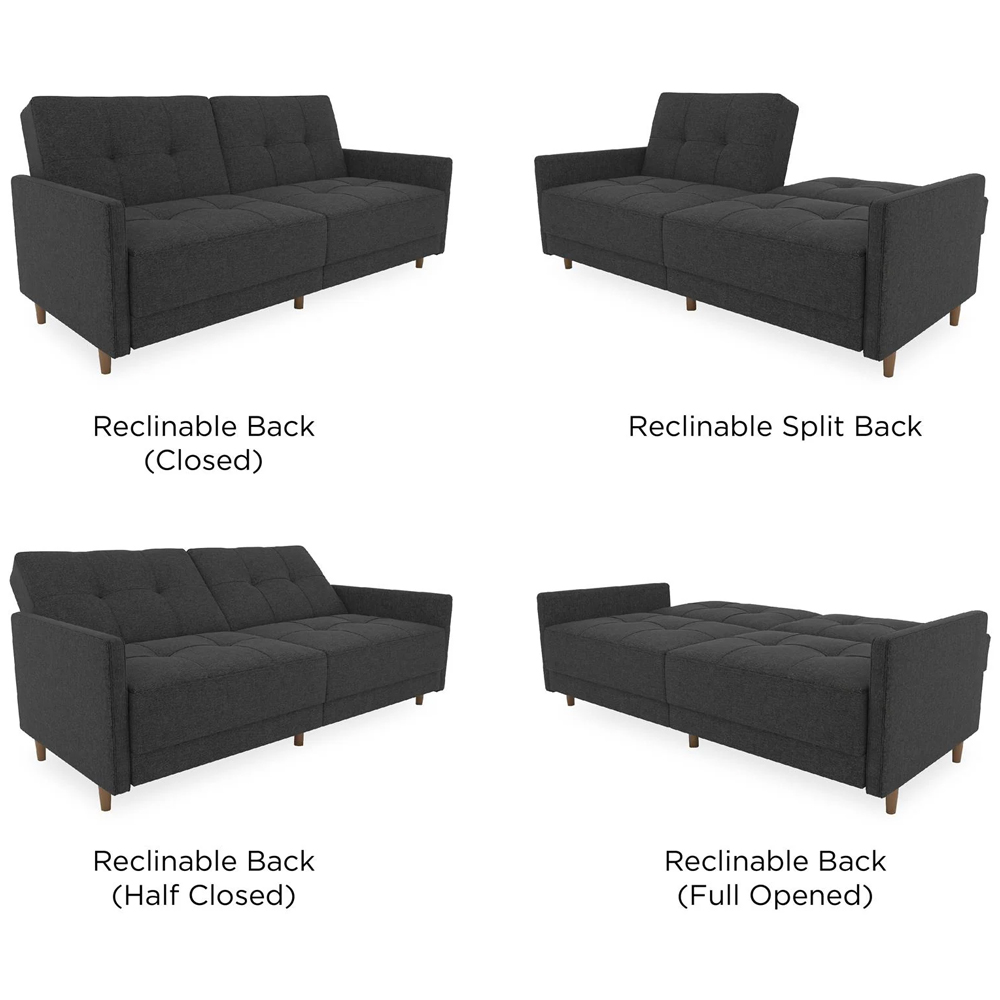 Abilene Fabric Sofa Bed With Oak Legs In Grey