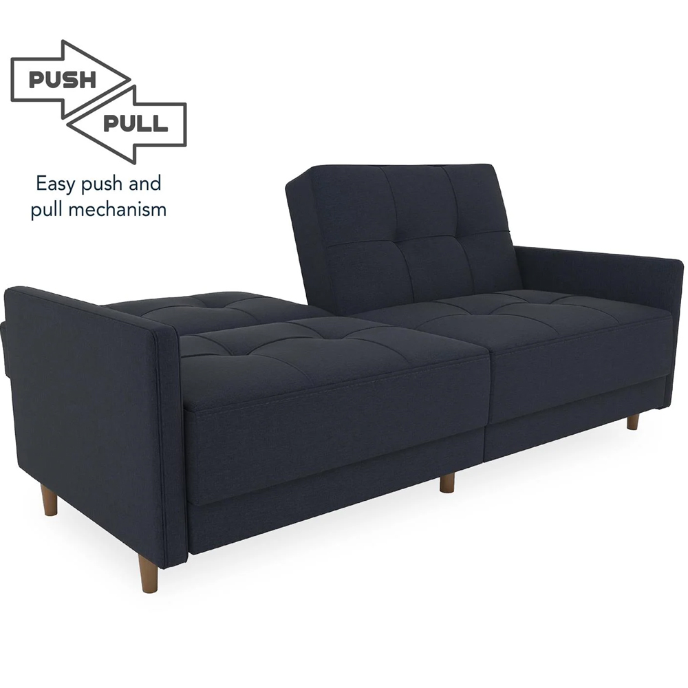 Abilene Fabric Sofa Bed With Oak Legs In Navy