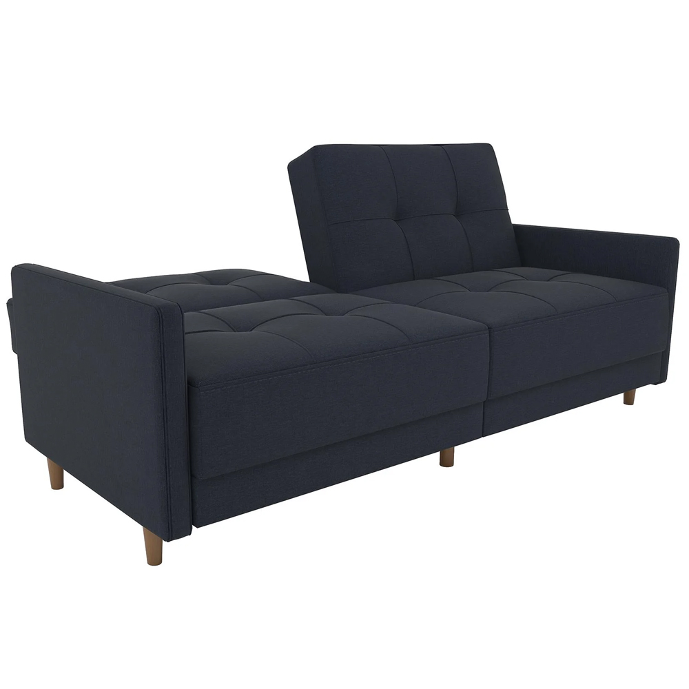 Abilene Fabric Sofa Bed With Oak Legs In Navy