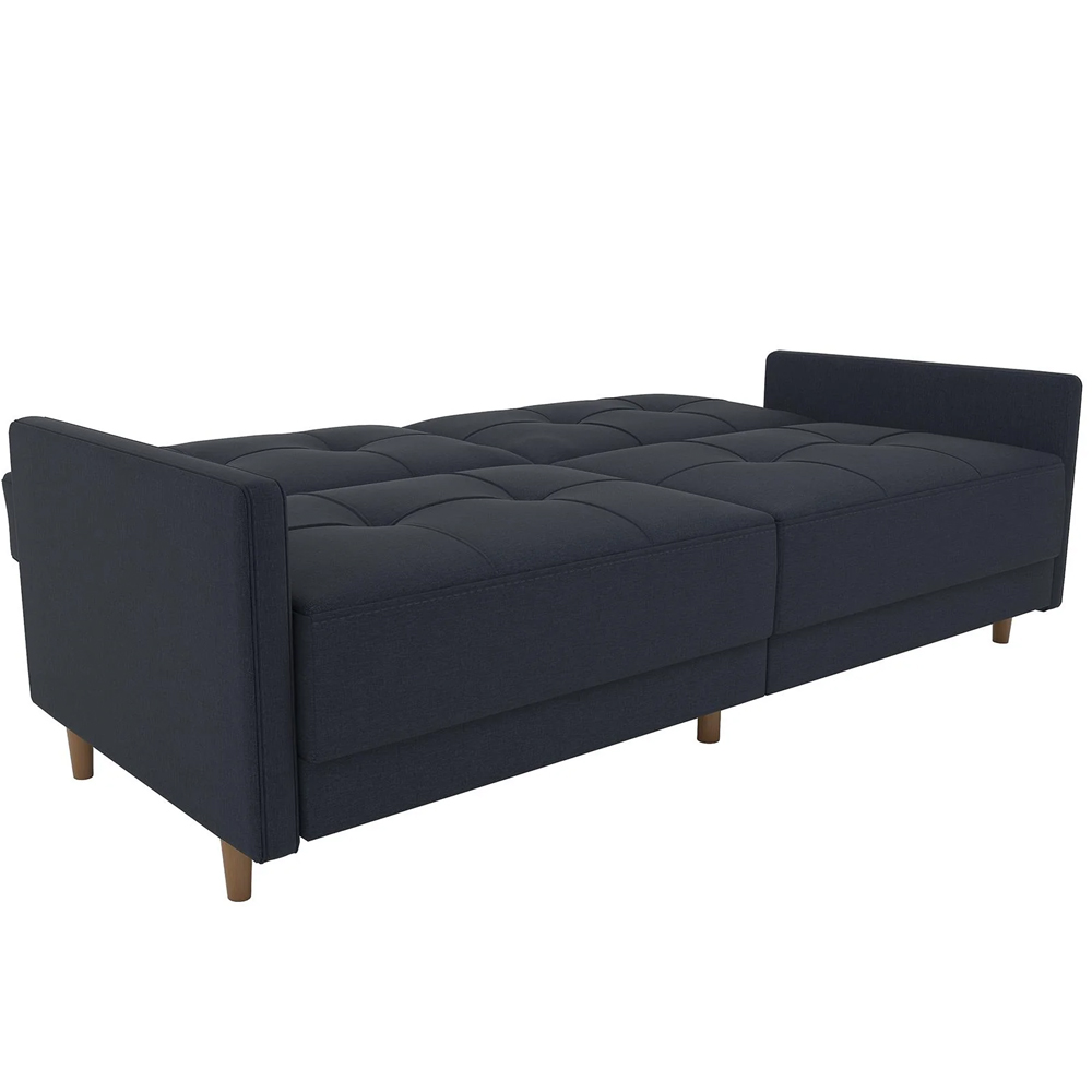 Abilene Fabric Sofa Bed With Oak Legs In Navy