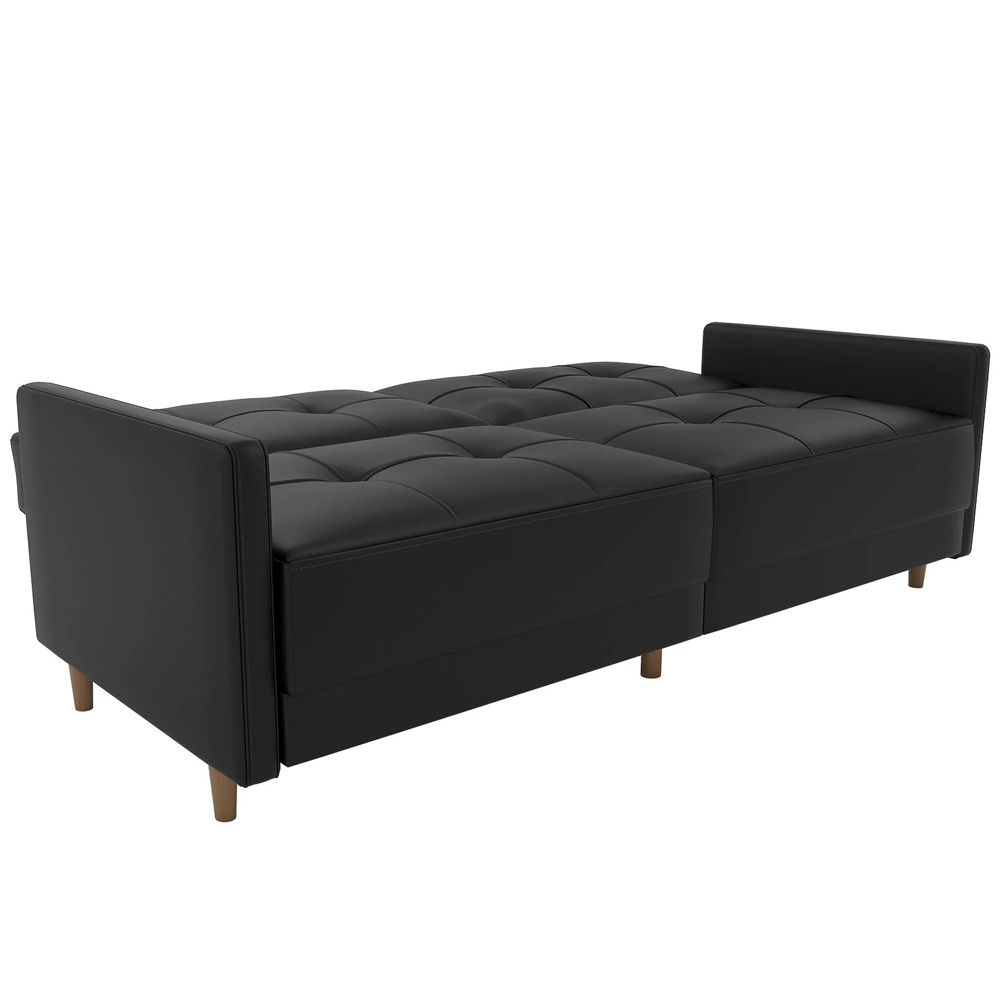 Abilene Faux Leather Sofa Bed With Oak Legs In Black
