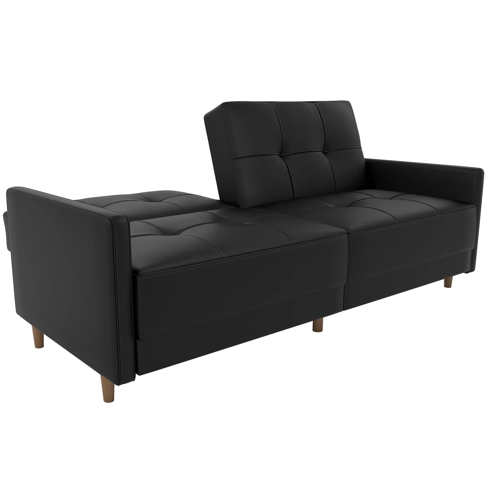 Abilene Faux Leather Sofa Bed With Oak Legs In Black
