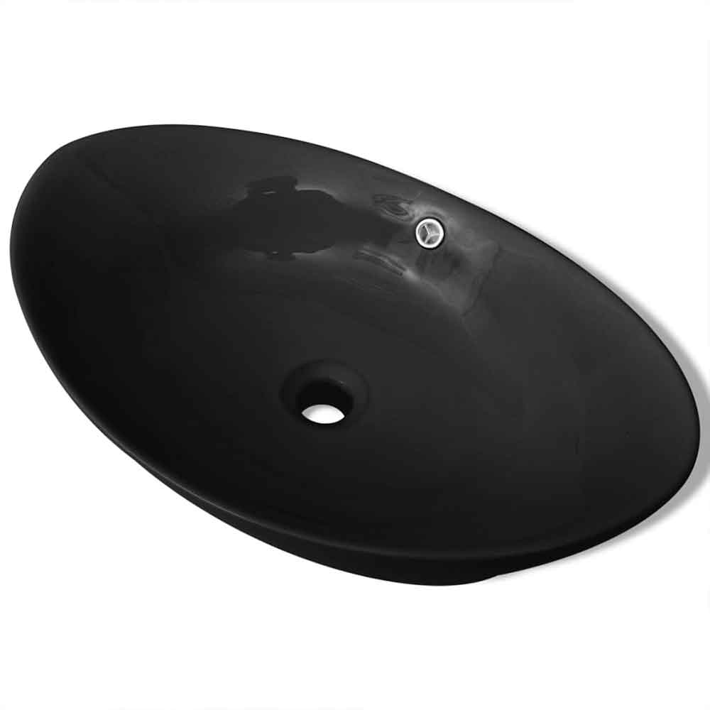 Abilene Oval Countertop Basin Without Waste 590mm Wide 0TH - Black