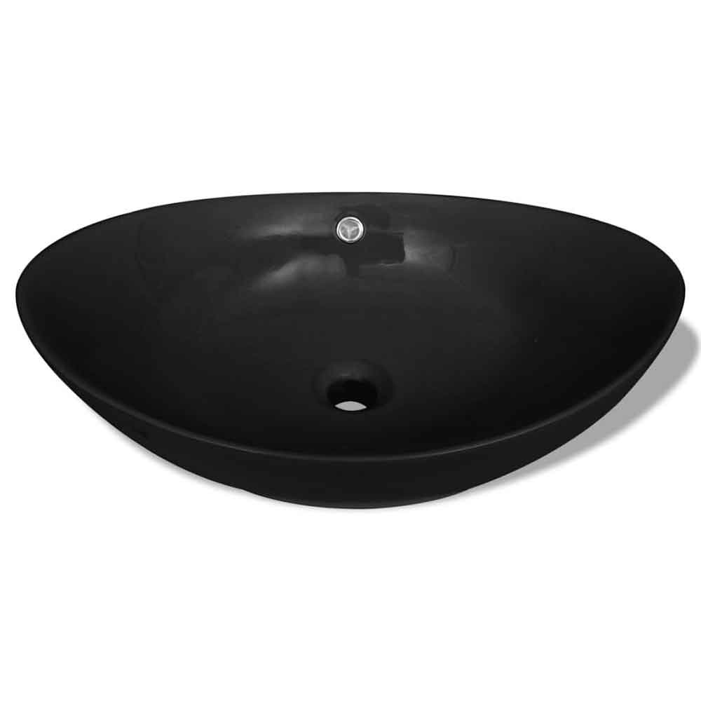Abilene Oval Countertop Basin Without Waste 590mm Wide 0TH - Black