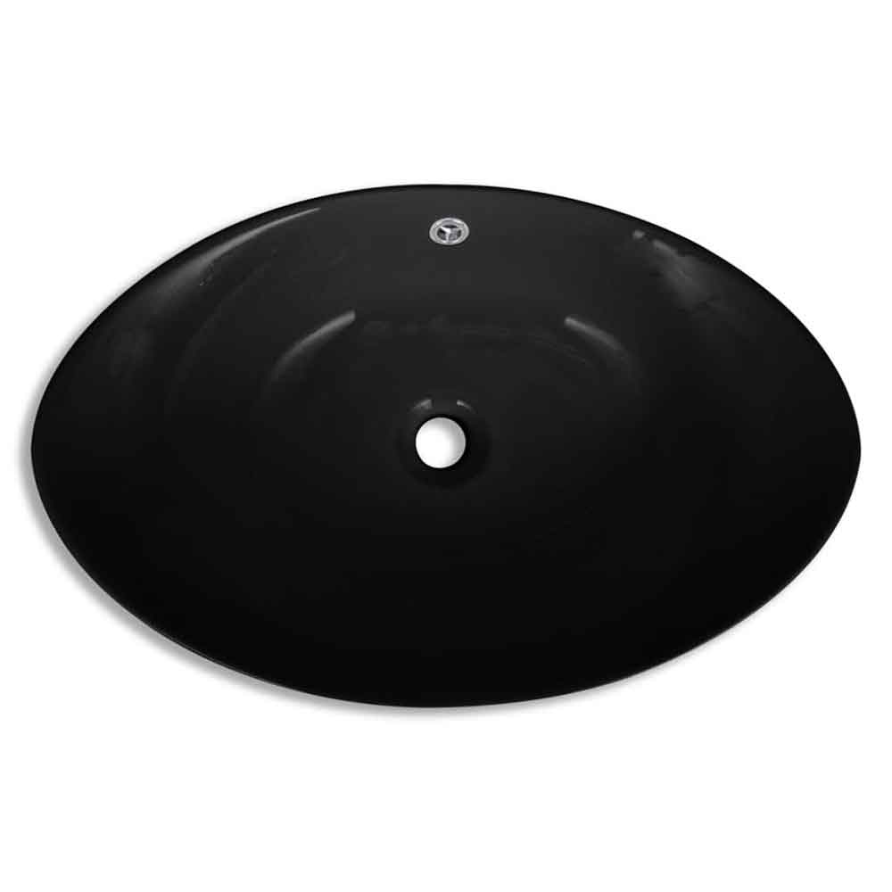 Abilene Oval Countertop Basin Without Waste 590mm Wide 0TH - Black
