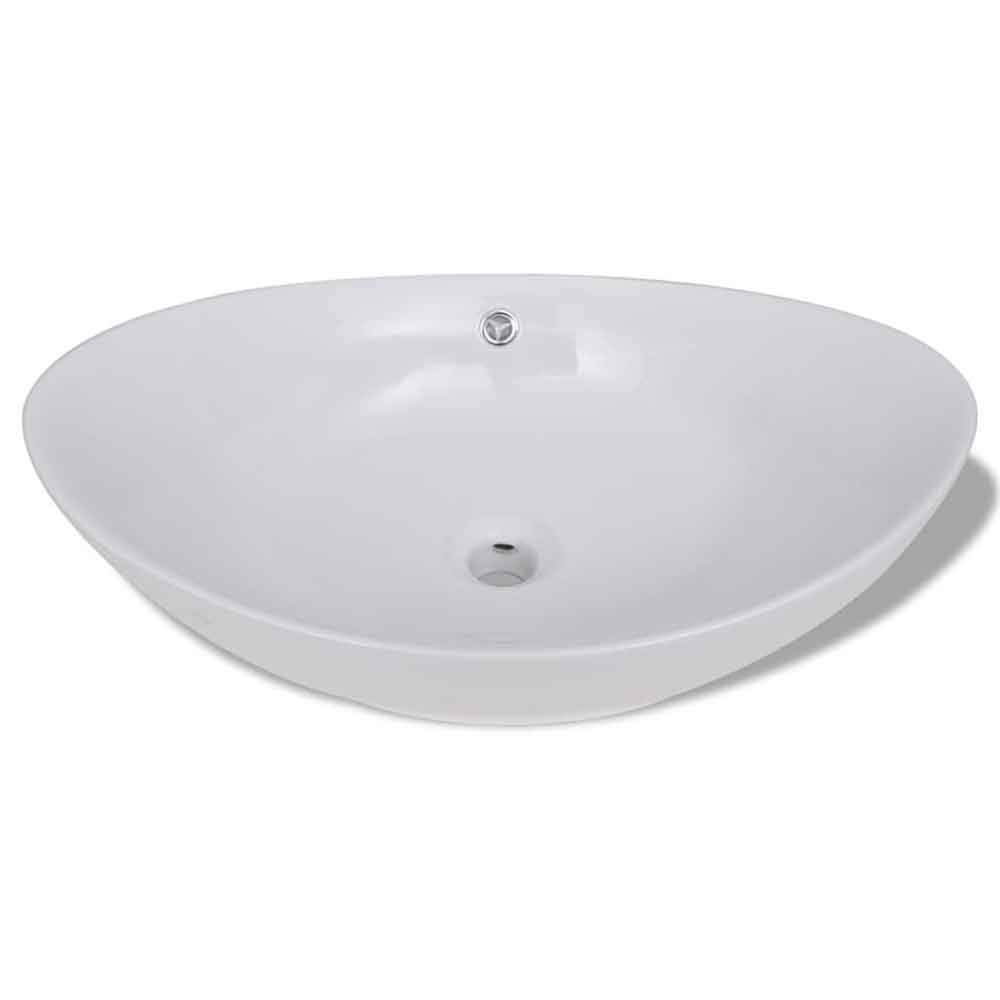 Abilene Oval Countertop Basin Without Waste 590mm Wide 0TH - White