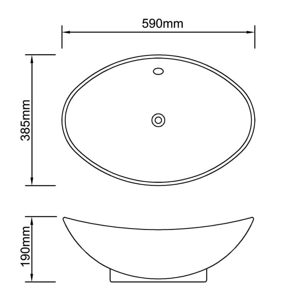 Abilene Oval Countertop Basin Without Waste 590mm Wide 0TH - White