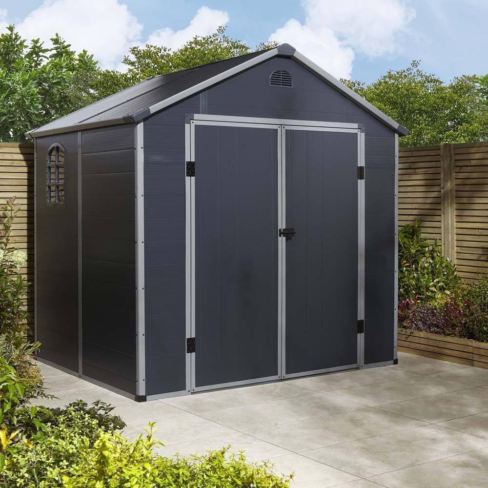 Alloya Plastic Garden Shed With Foundation Kit In Dark Grey 8x6