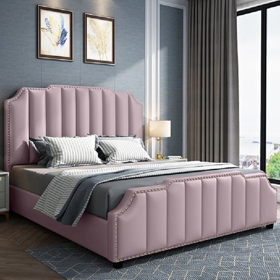 Abilene Plush Velvet Double Bed In Pink