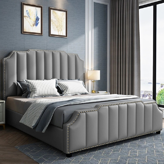 Photo of Abilene plush velvet single bed in grey