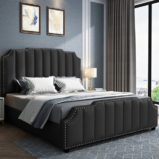 Read more about Abilene plush velvet small double bed in black