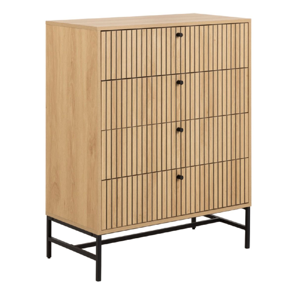 Abilene Wooden Chest Of 4 Drawers In Oak And Black