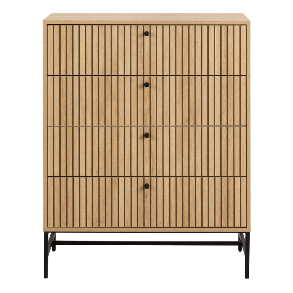 Abilene Wooden Chest Of 4 Drawers In Oak And Black
