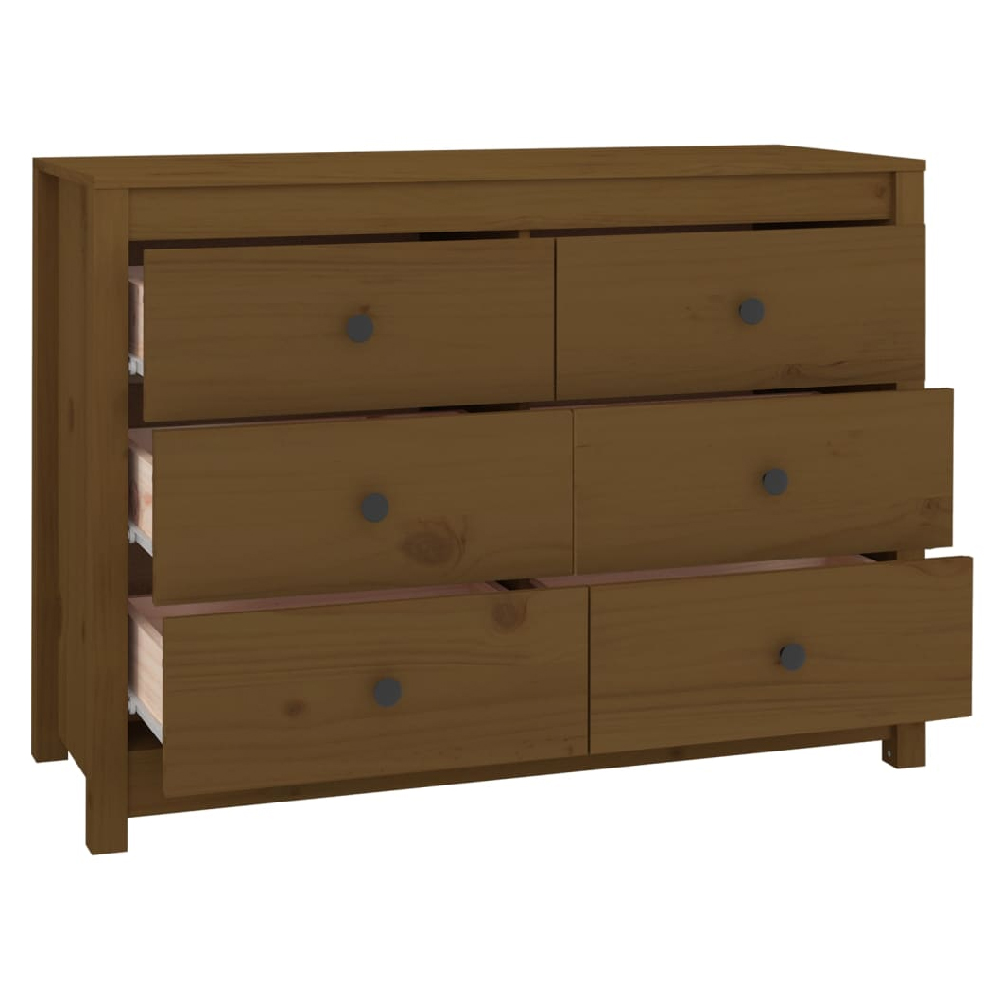 Abilene Wooden Chest Of 6 Drawers In Honey Brown