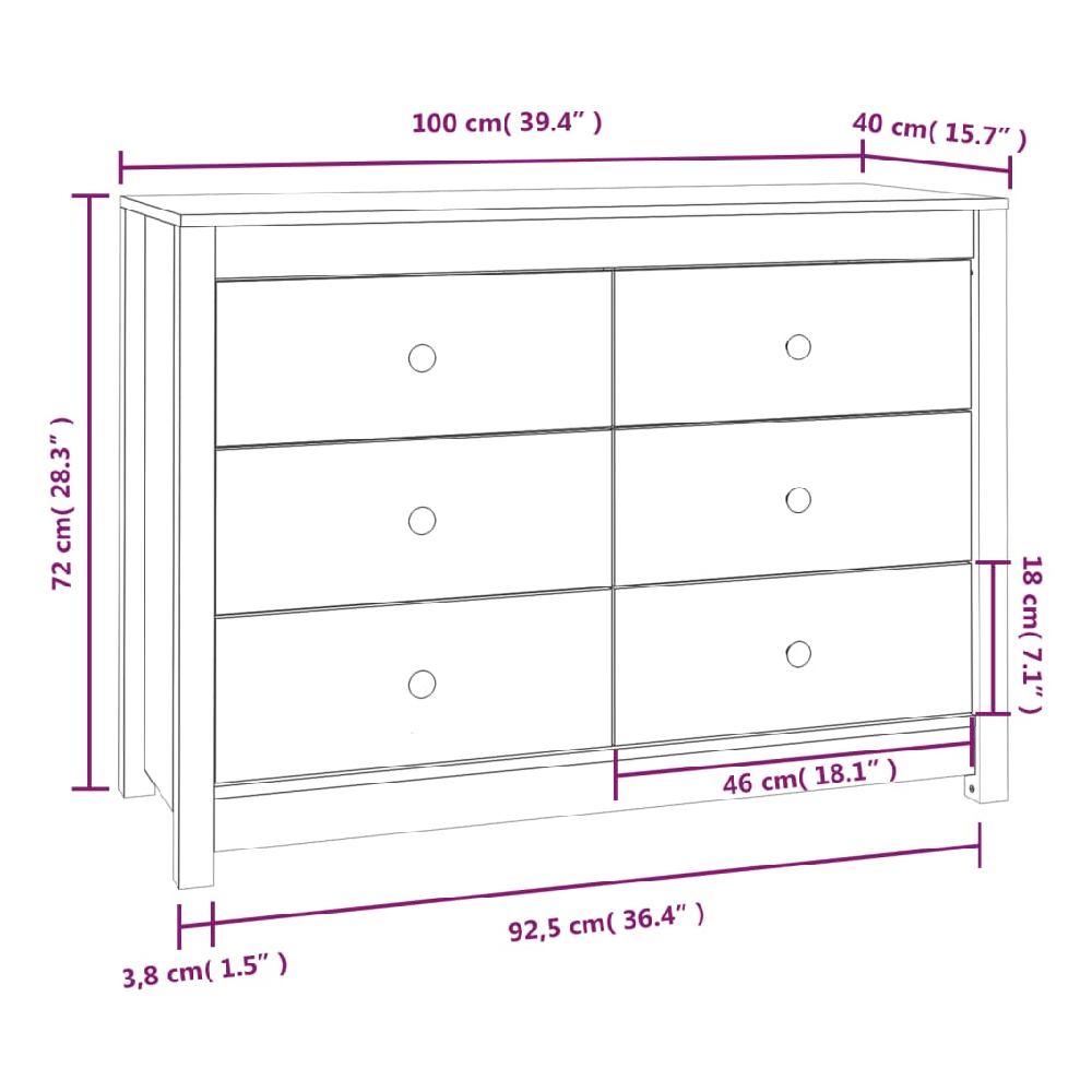 Abilene Wooden Chest Of 6 Drawers In White
