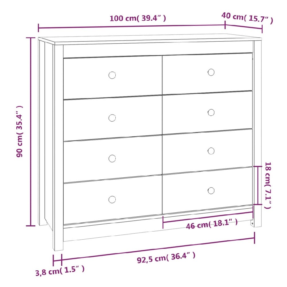 Abilene Wooden Chest Of 8 Drawers In White