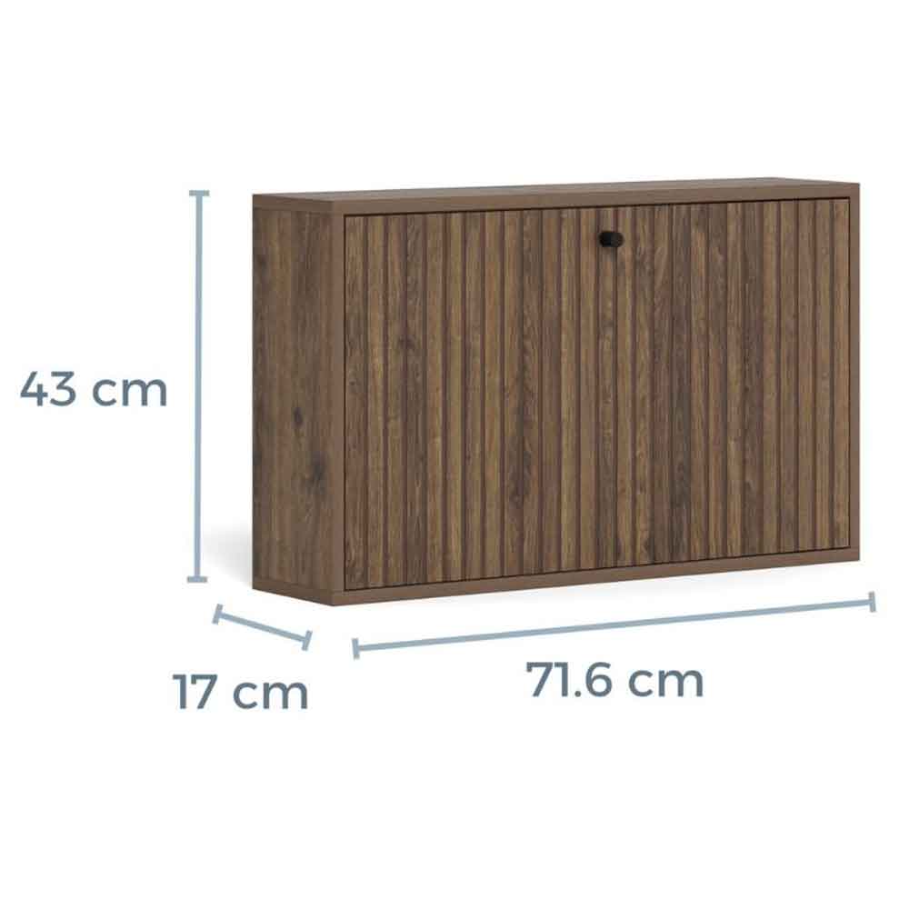 Abilene Wooden Wall Mounted Shoe Storage Cabinet in Smoked Oak